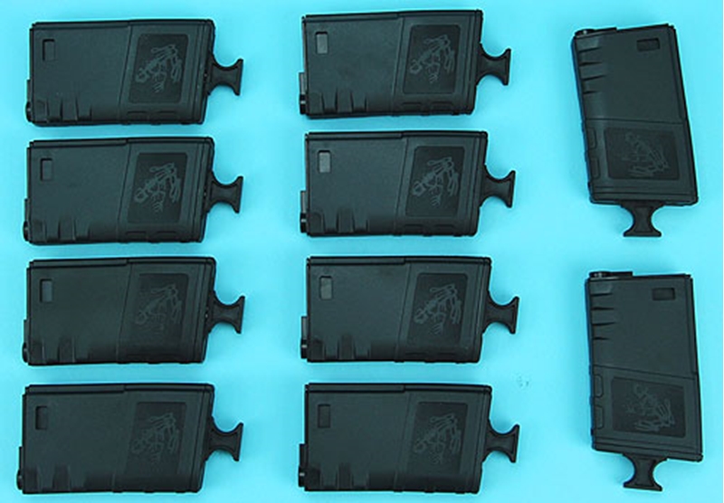 Picture of G&P Skull Frog 140rds Magazine w/ Handle (Black) for Tokyo Marui M16 Series (10pcs / Set)