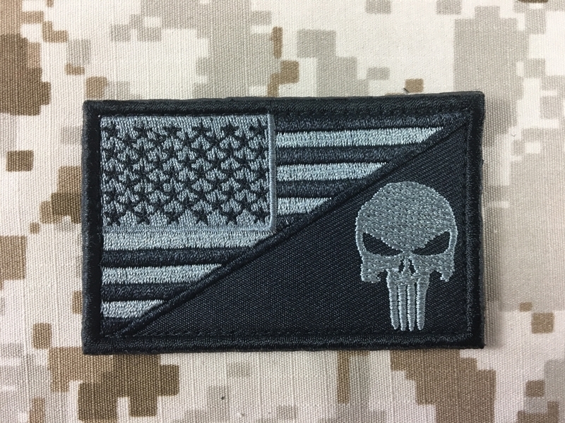 Picture of Warrior Skull / USA Flag Army Morale Tactical Patch (WG)