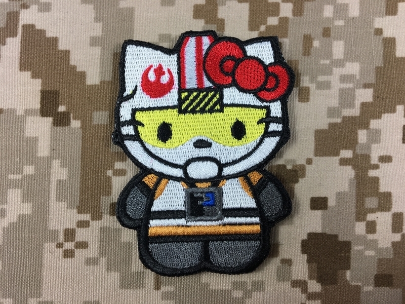 Star Wars Rebel Pilot Warrior Hello Kitty Cartoon Embroidered Hook Loop  Patch