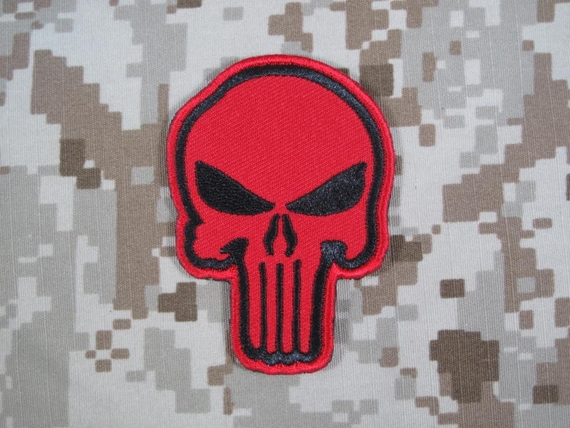 Specwarfare Airsoft Warrior Punisher Skull Navy Seal Velcro Patch Red