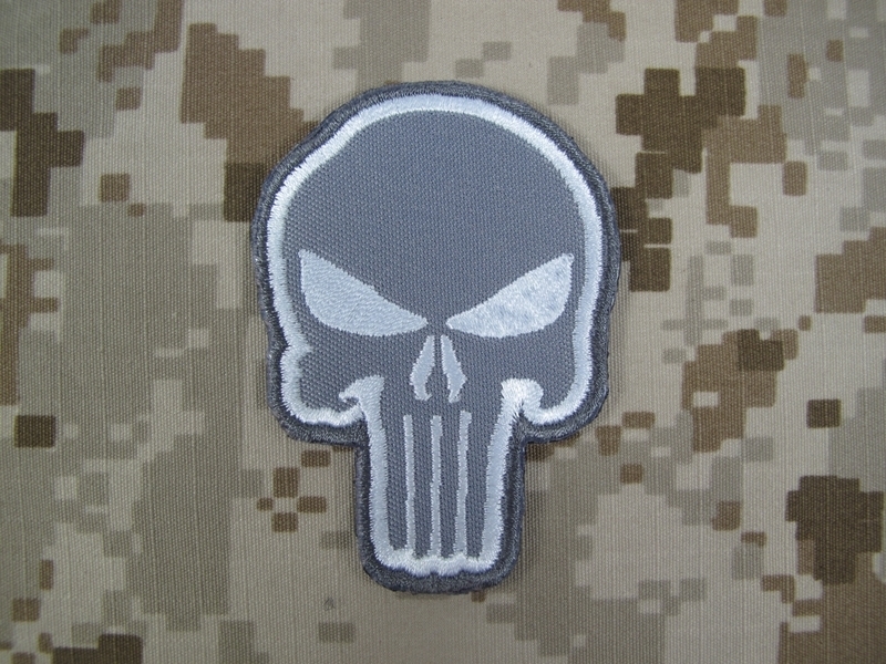 Specwarfare Airsoft Warrior Punisher Skull Navy Seal Velcro Patch Gray