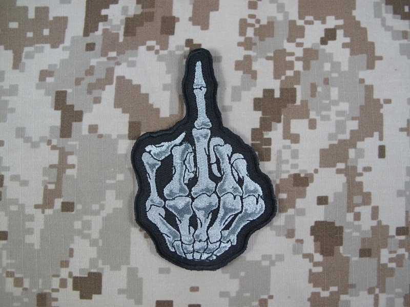 Picture of Warrior Middle Finger Skeleton Embeoidered Patch