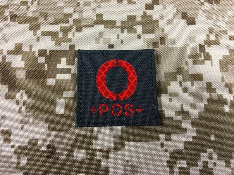Picture of Warrior O Pos Type Blood Reflective Patch (Black-Red)
