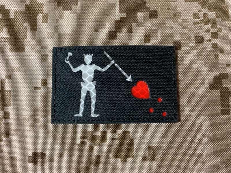 Picture of Warrior Blackbeard Pirate Flag Reflective Patch (Black)